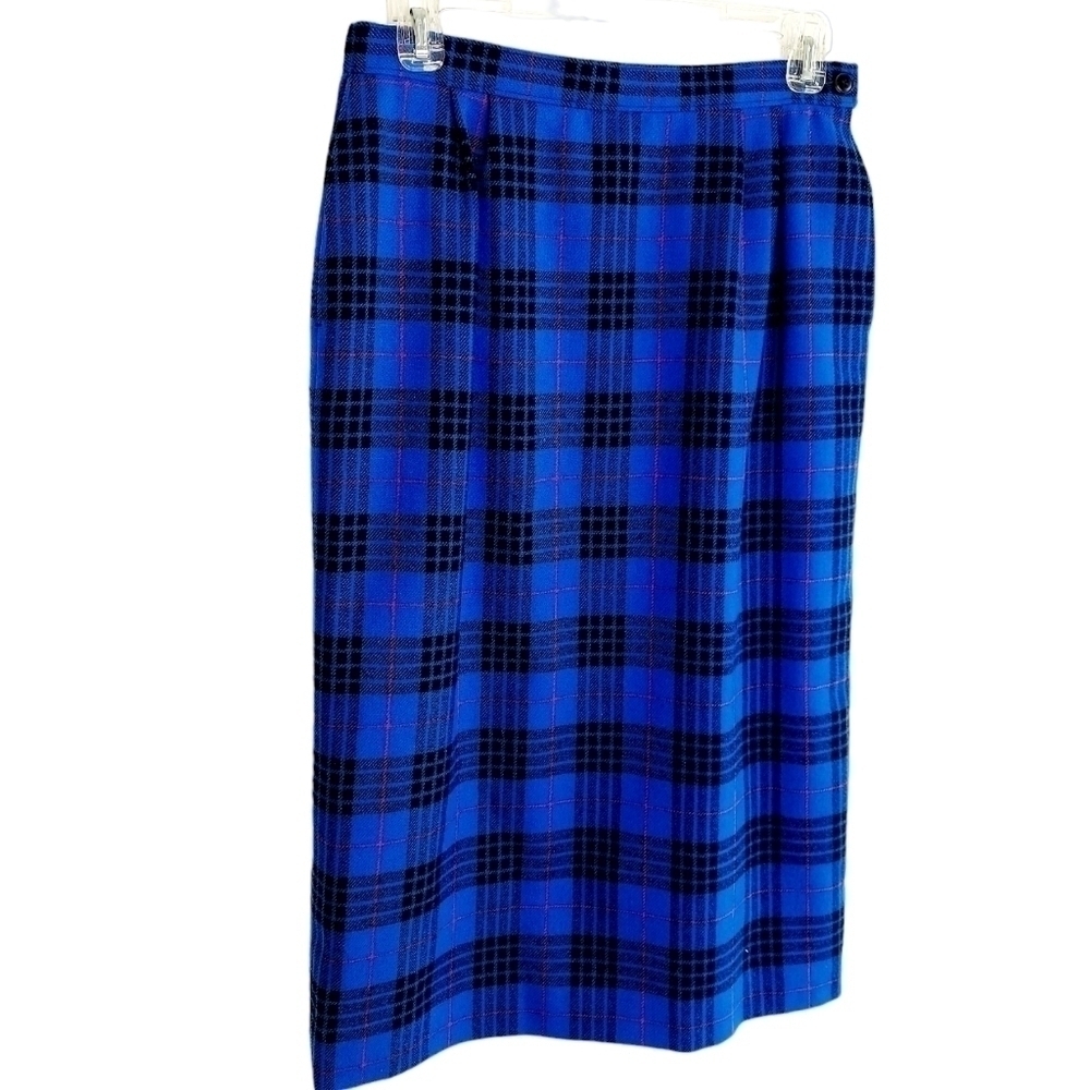 Pendleton Morgan Tartan Plaid Long Wool Skirt Size 6 Vintage Blue Black Red EUC - Picture 9 of 16